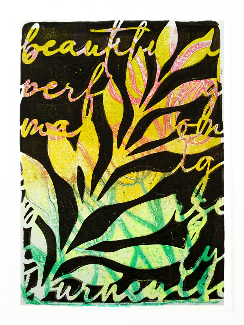 Leaves & Script Stencil - Designed by Giovanna Zara! (5x7")