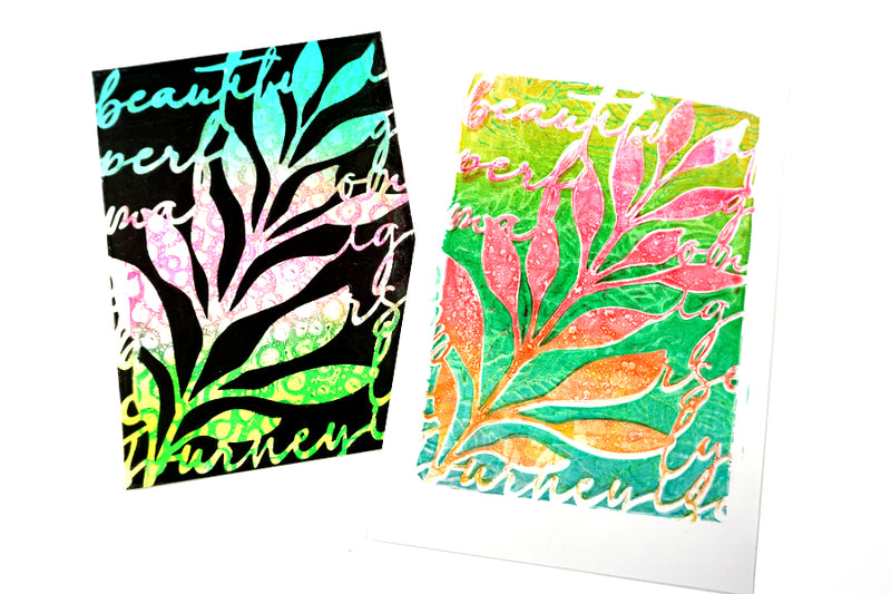 Leaves & Script Stencil - Designed by Giovanna Zara! (5x7")