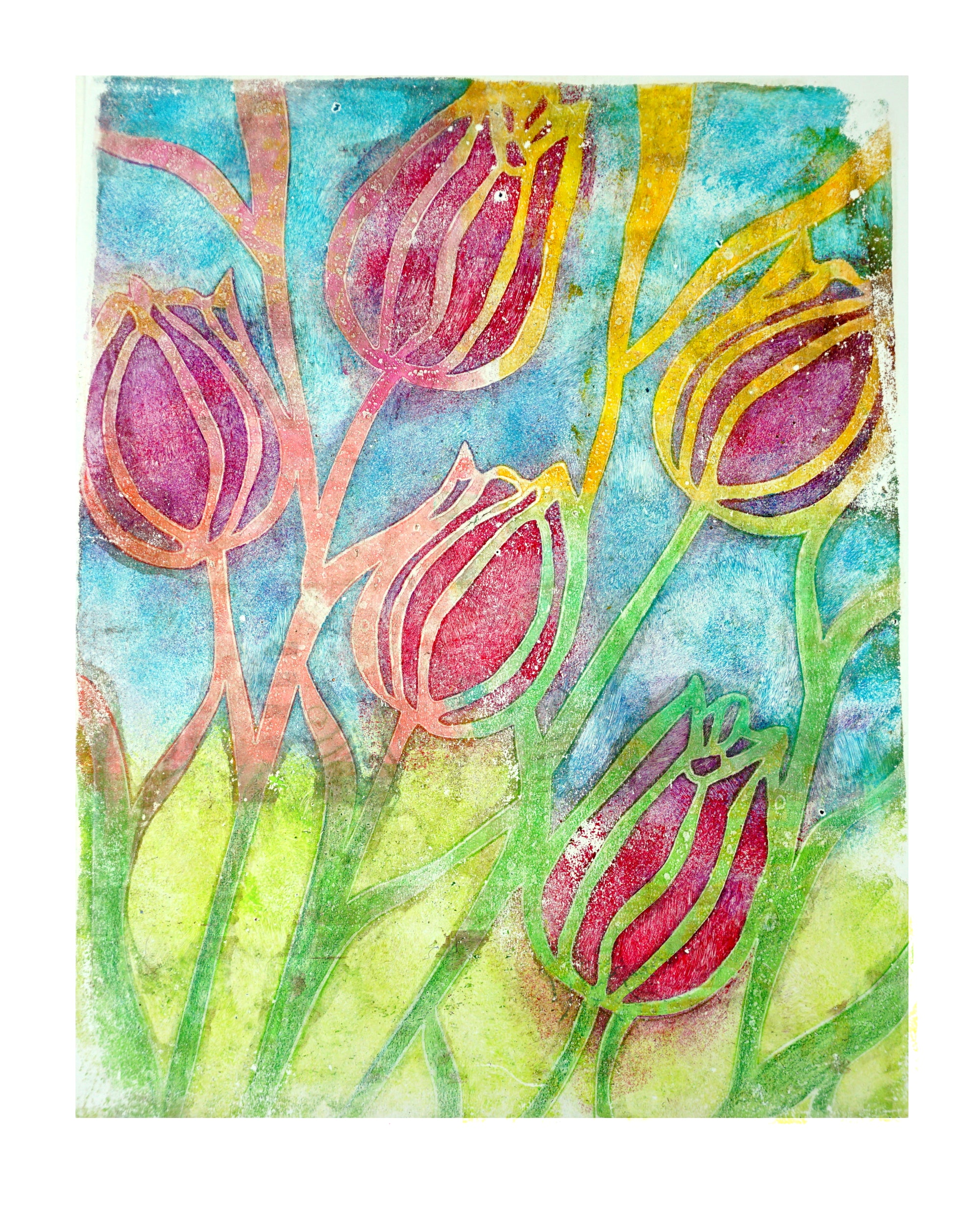 Flower Stencil - Designed to print with 8x10 Gelli Arts® printing plat